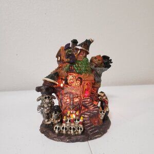 Spooky Hollow Lighted Halloween Vampire Castle House Porcelain Joanne 2002
